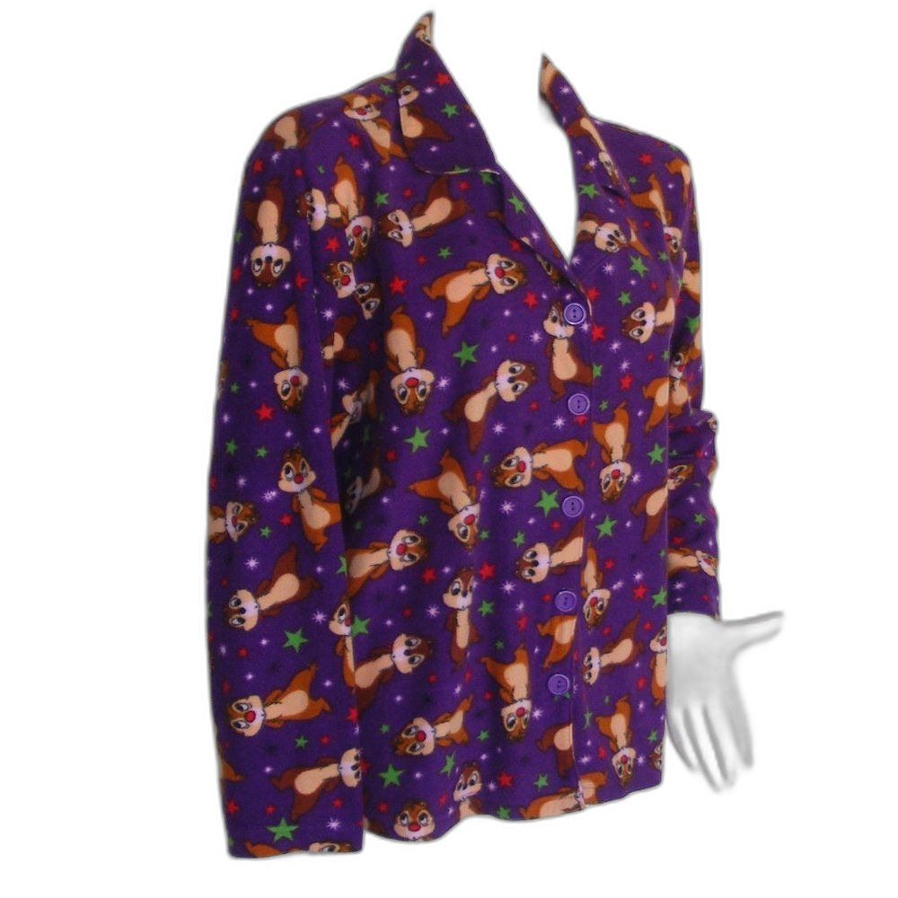 Disney CHIP & DALE Pajama Top, L, Purple, Chipmunks all over, Long sleeves - Picture 4 of 12